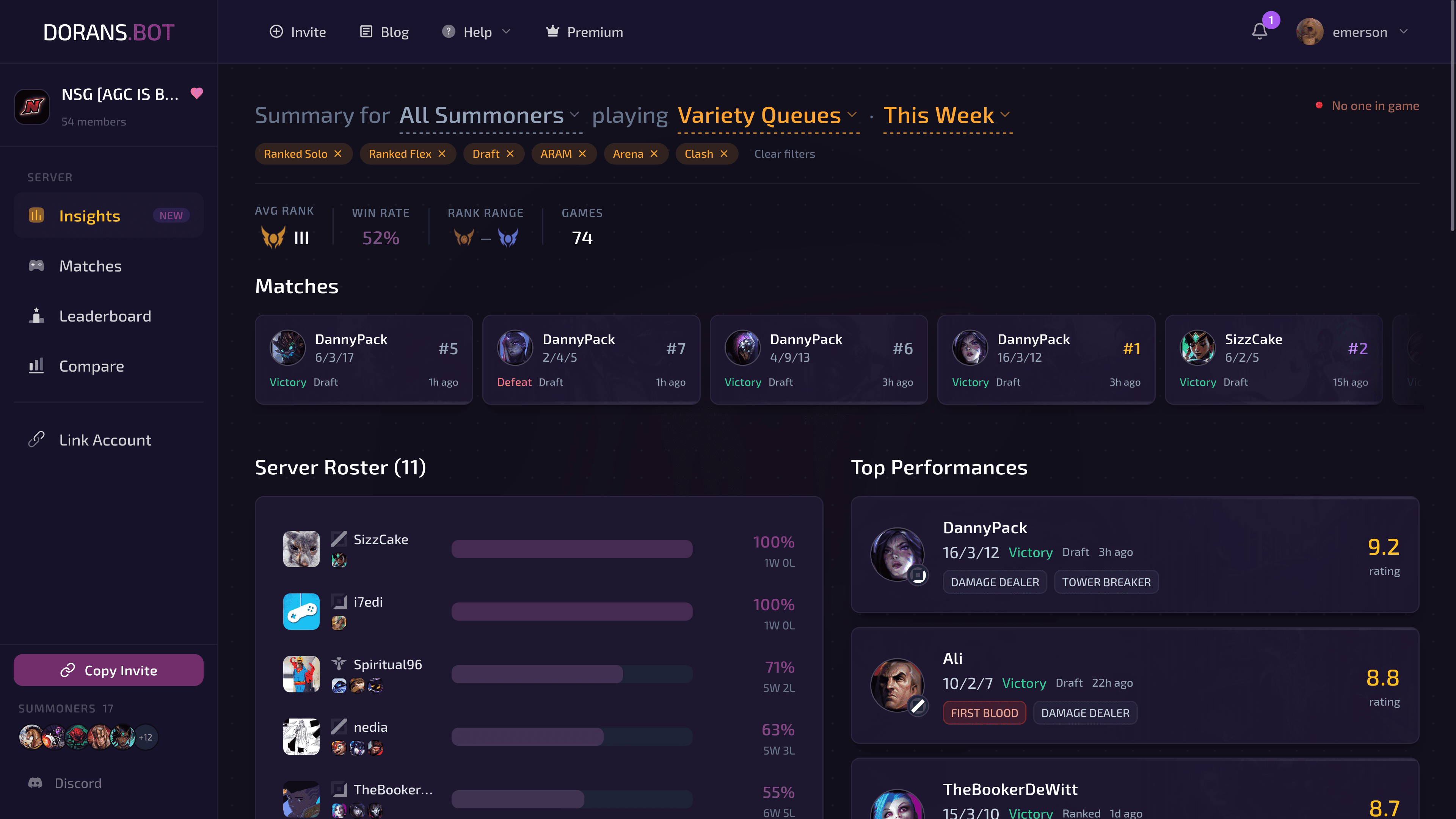 A League Dashboard for Your Discord Server